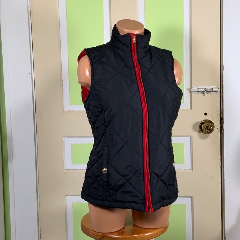 L-LR RALPH LAUREN BLACK RED PUFFER VEST MED